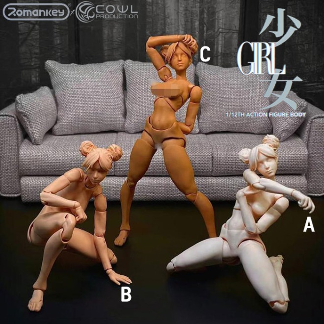 [23년 3분기]Romankey X COWL 1/12 피규어 걸 바디(RC001A~C) 3종 중 택일 Romankey X COWL - 1/12 Figure Girl Body (RC001A~C)